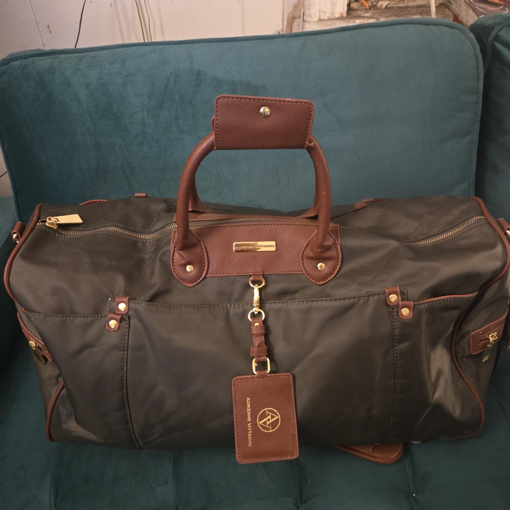 Adrienne Vittadini Brown and Black Travel Bag